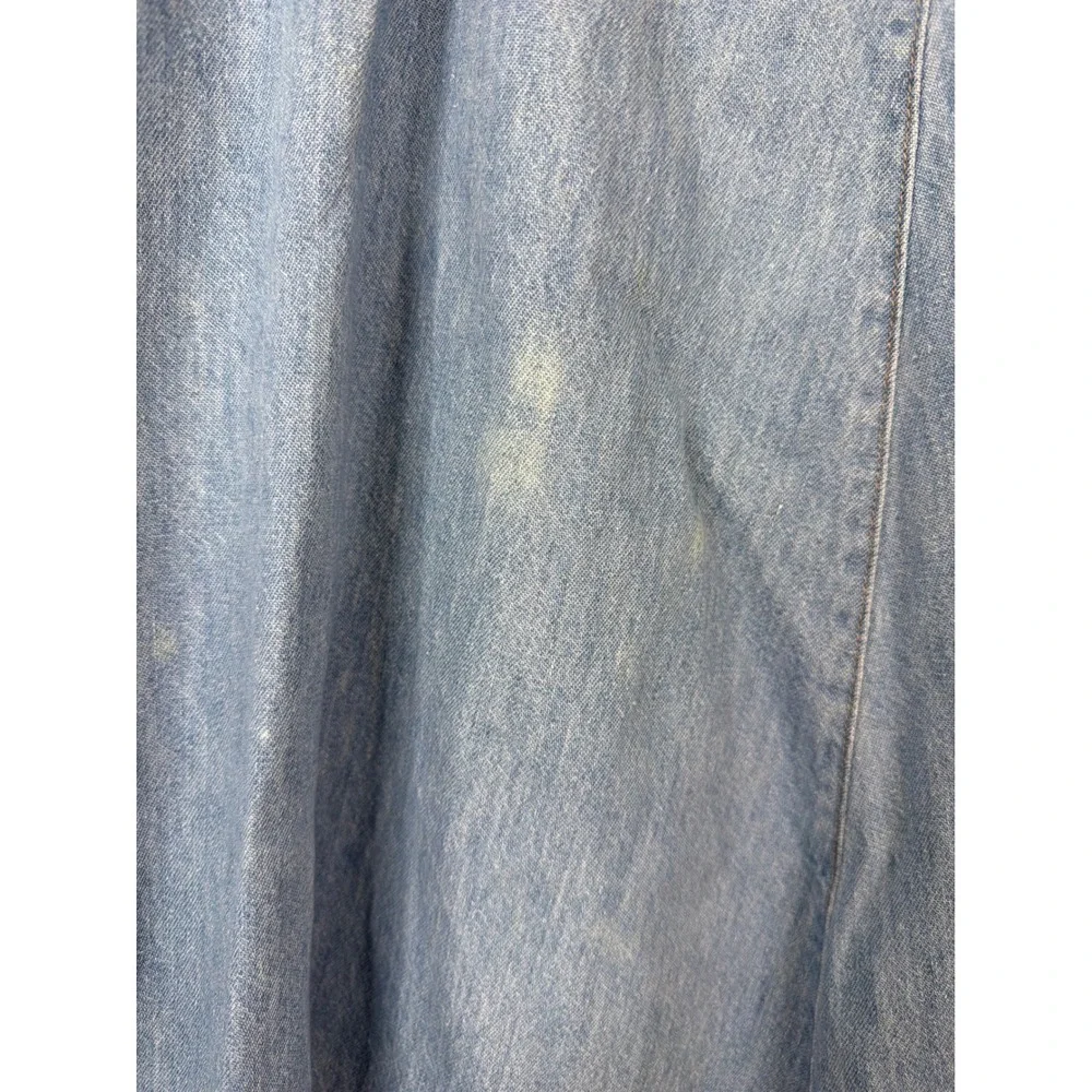 Calvin Klein Sport Denim Skirt Women 14 Light Blue Vintage 90s Side Button Maxi